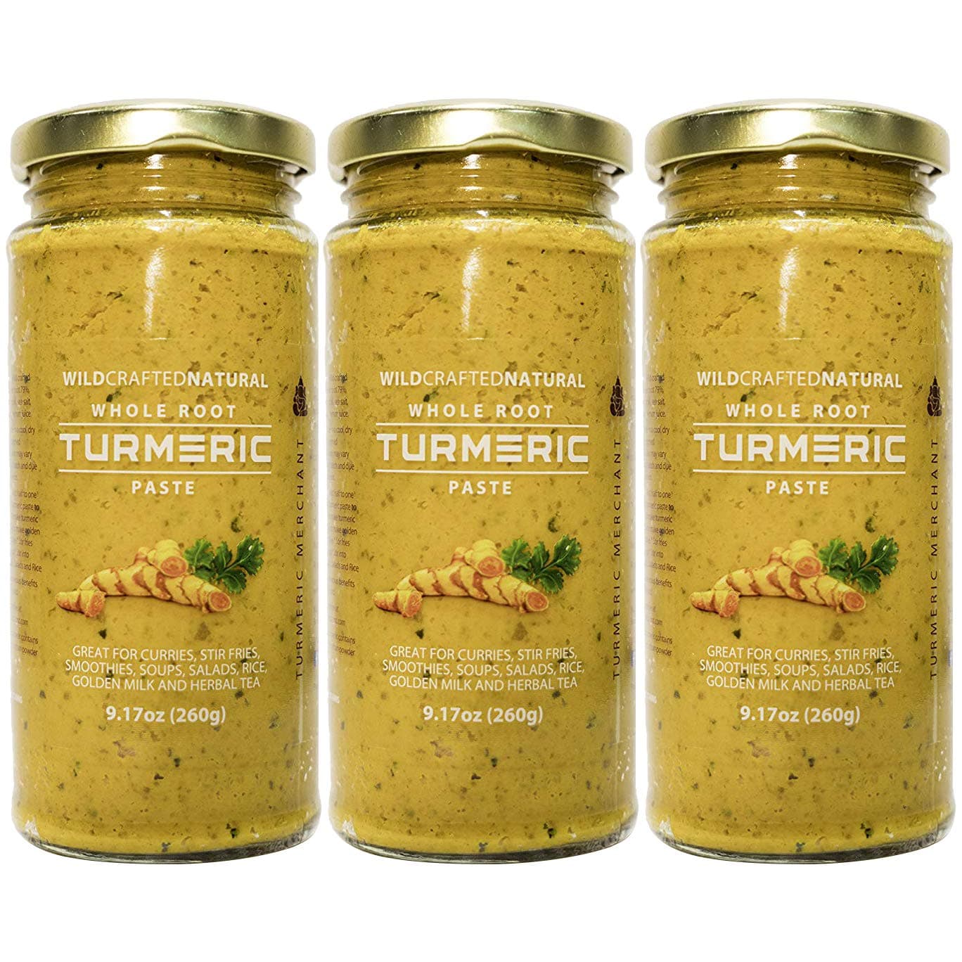Traditional Merchant Organic Wild Crafted Whole Root Turmeric Paste 9.17 OZ (Pack - 3)
