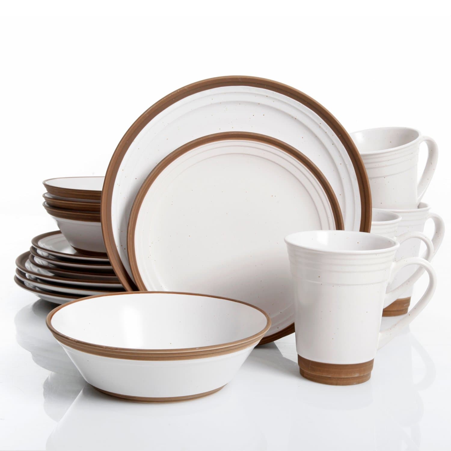 Gibson Elite Brynn 16 Piece Dinnerware Set, White - Featuring Unglazed Edges