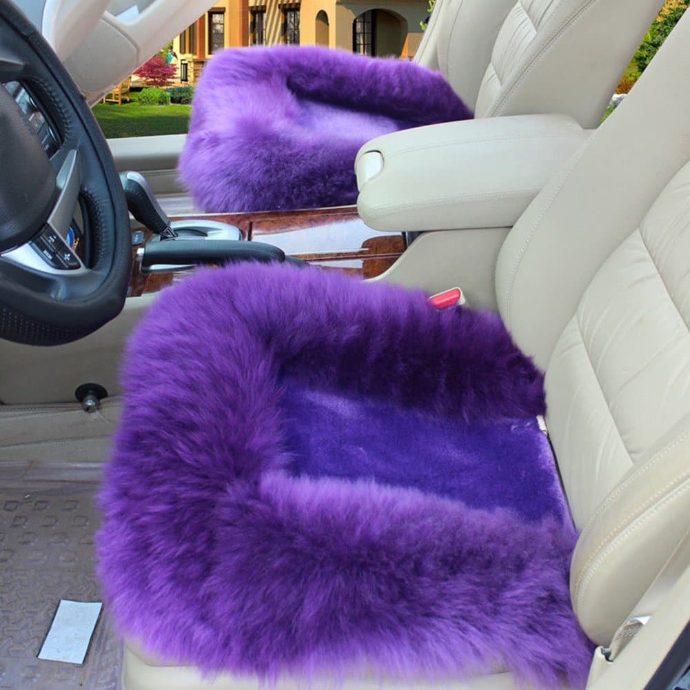 Universal Wool Soft Warm Fuzzy Auto Car Seat Covers Front Rear Cover Car Cushion Chair Pad (Purple)