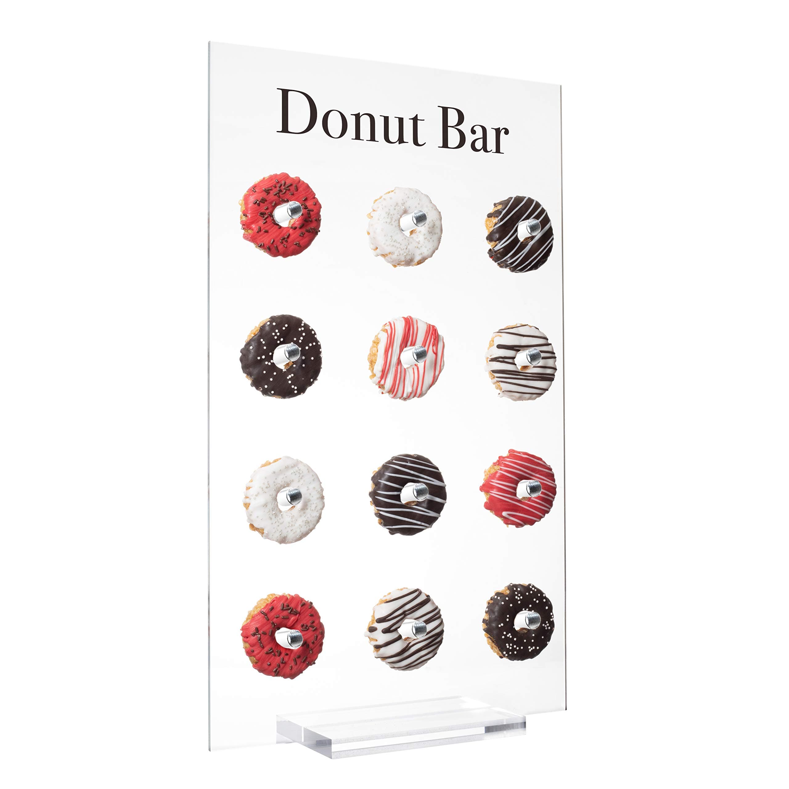 EstherO Acrylic Donut Wall Display Small Tabletop Display Holds 12 Doughnuts, Clear, Floating Display For Doughnuts, Bagels, Party Favors, Wedding, Birthday, Baby Shower, Office Parties, Hotels