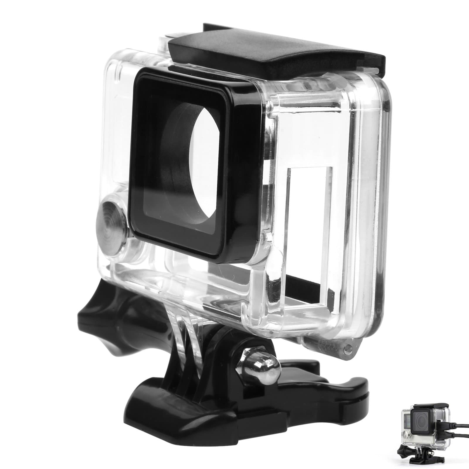 SHOOT Side Open Housing Case Wire Connectable for Gopro Hero 3+/4 Black Silver Camera