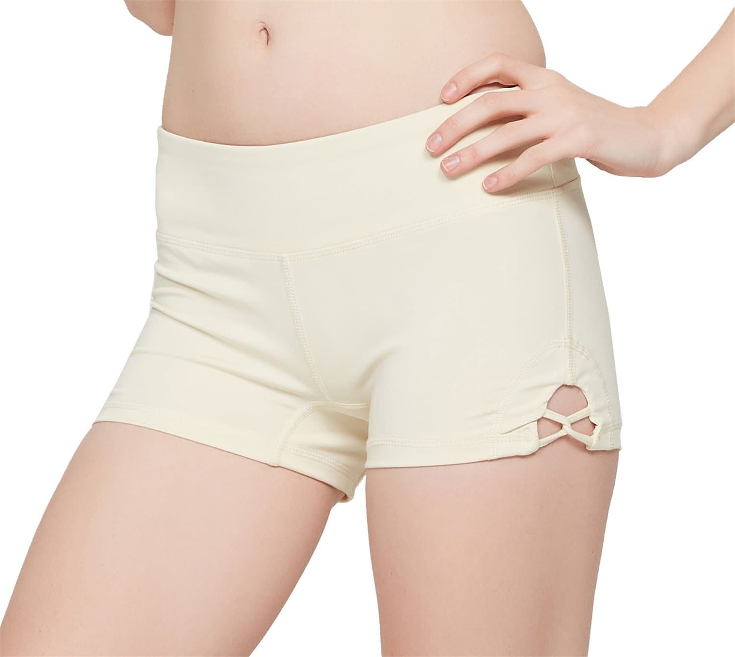 Womens Stretch Solid Athletic Shorts Cross Side Tie Dance Yoga Shorts