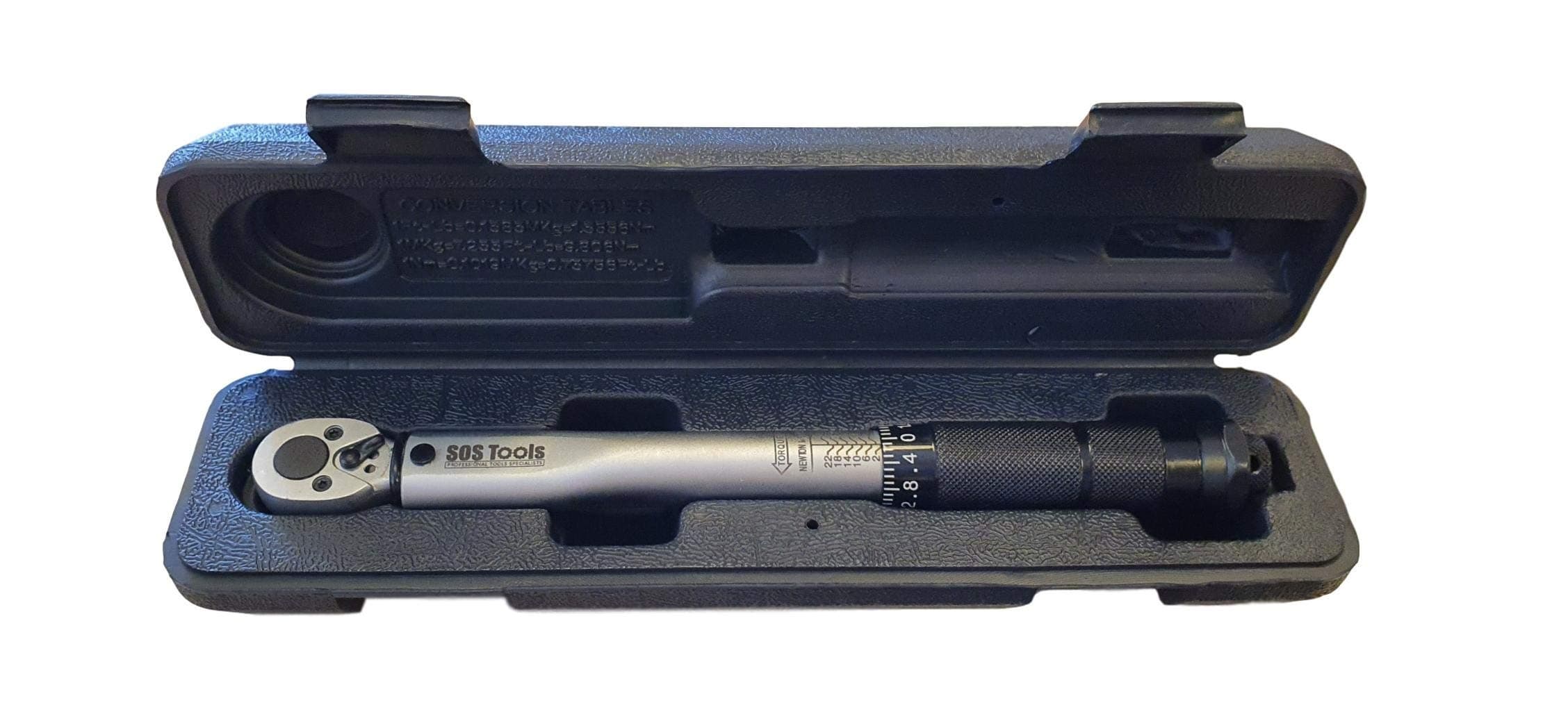SOS Tools S1001 - 1/4" Drive Torque Wrench Micrometer 2-24Nm / 18-212in./lb. Fully Calibrated With Certificate, Ideal for Carbon Bikes and Professional use, Quality Tool. Fully Guaranteed.