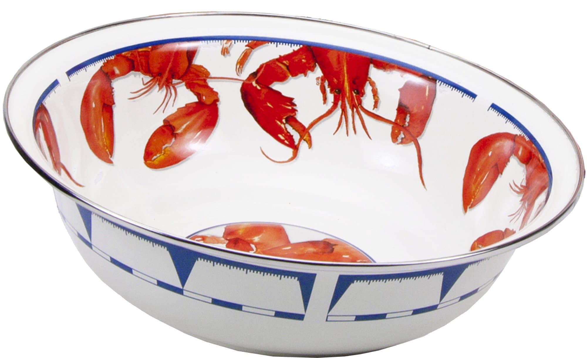 Golden Rabbit Enamelware - Lobster Pattern - 13.5 Inch Round Serving Basin