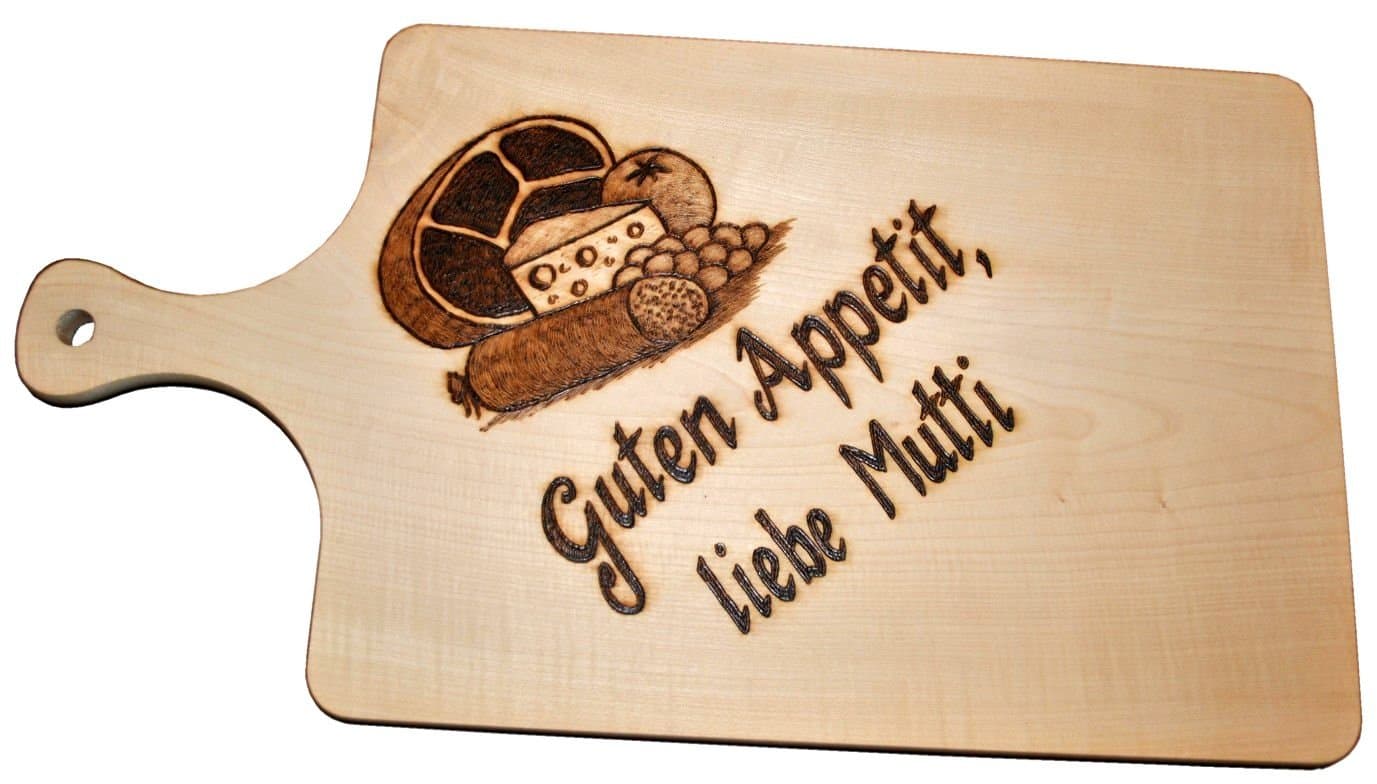 Cutting Board Solid Maple fingerboard 20 x 39 CM with handgebranntem Design and Engraving