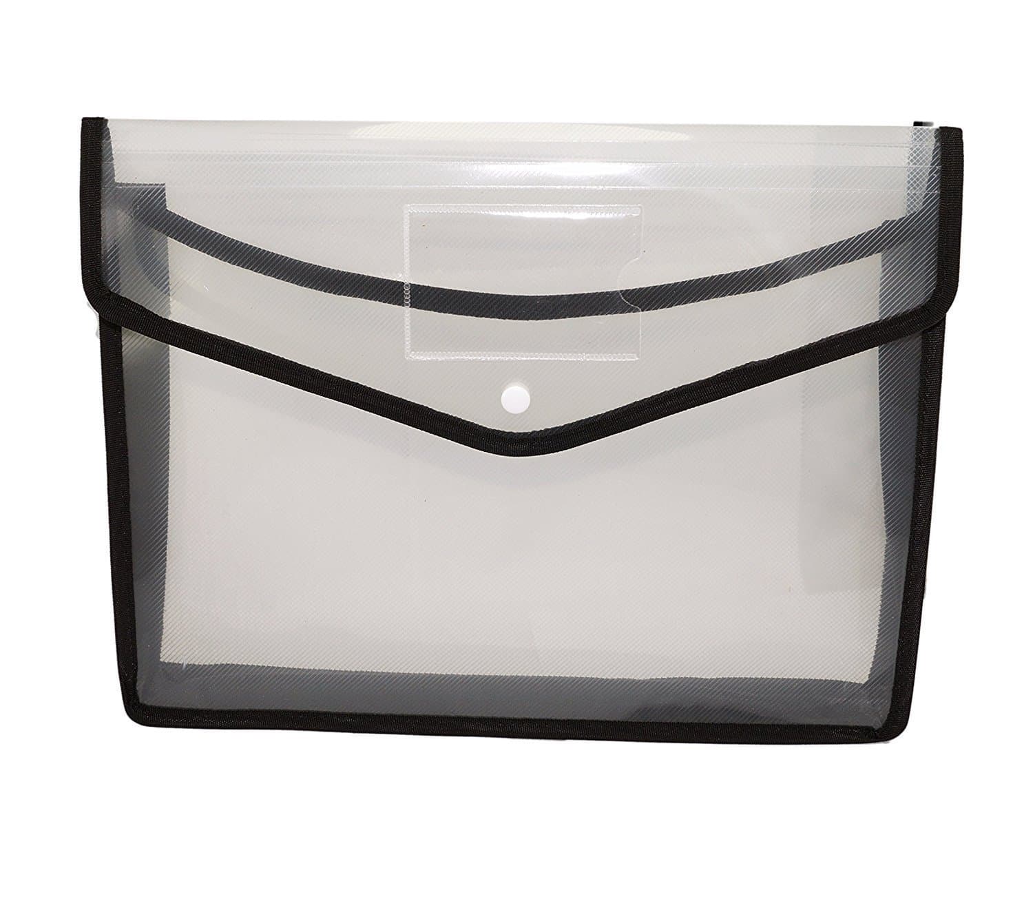 DishanKart Transparent Document Holder with Snap Button Closure,Project Envelope Folder,A4 Letter Size