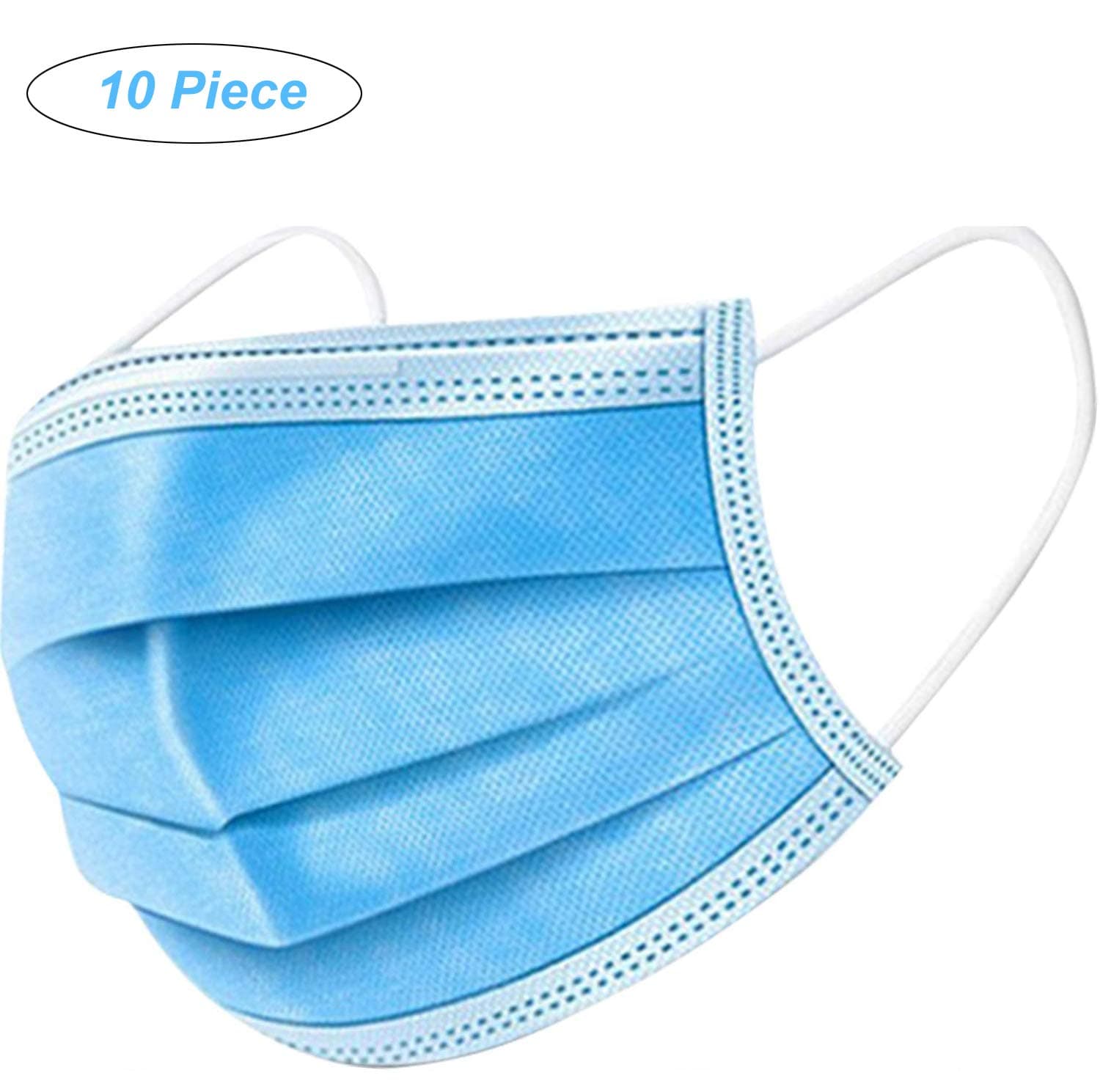 10 Piece Thick 3-Ply Face Shield with Elastic Ear Loop Cover Full Face Anti-Dust (EN15471165A)