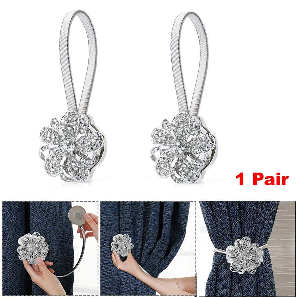 2pcs Elastic Curtain Clips Strong Magnetic Holder Adjustable Spring Strap Tie Band Decorative Holdback Home Decor