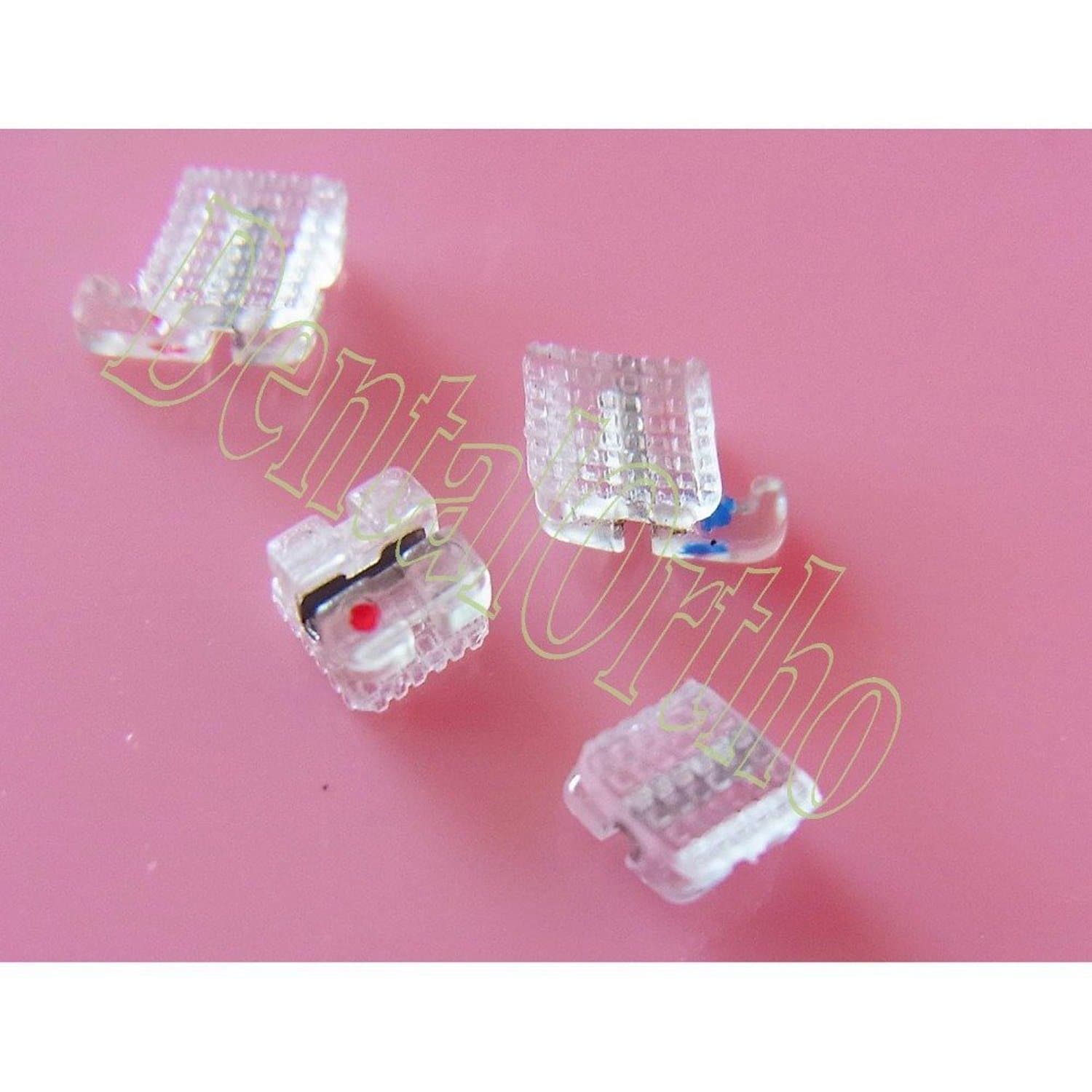 1 Kit (20 Pcs), Clear Resin Plastics Bracket Roth 0.022" Hook#3, with Metal Slot, Dental Orthodontic Orthodontist Dentist