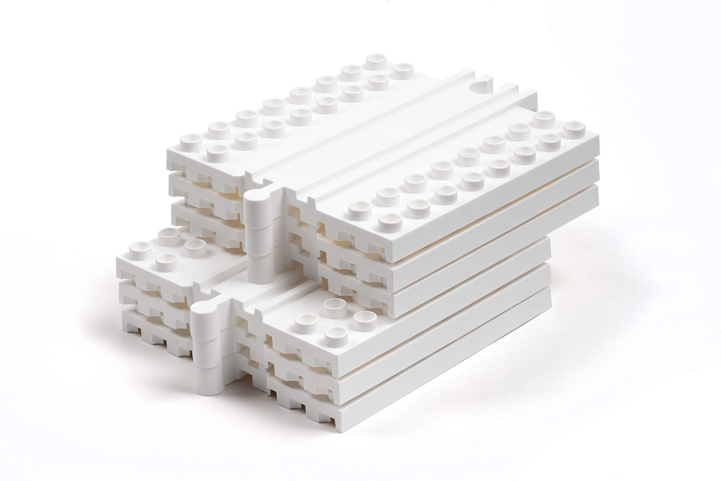 Block Platform Straight, Connect Wooden Train Tracks and Blocks/Bricks, Universal Compatible Connector Riser Baseplate (6-Pack)