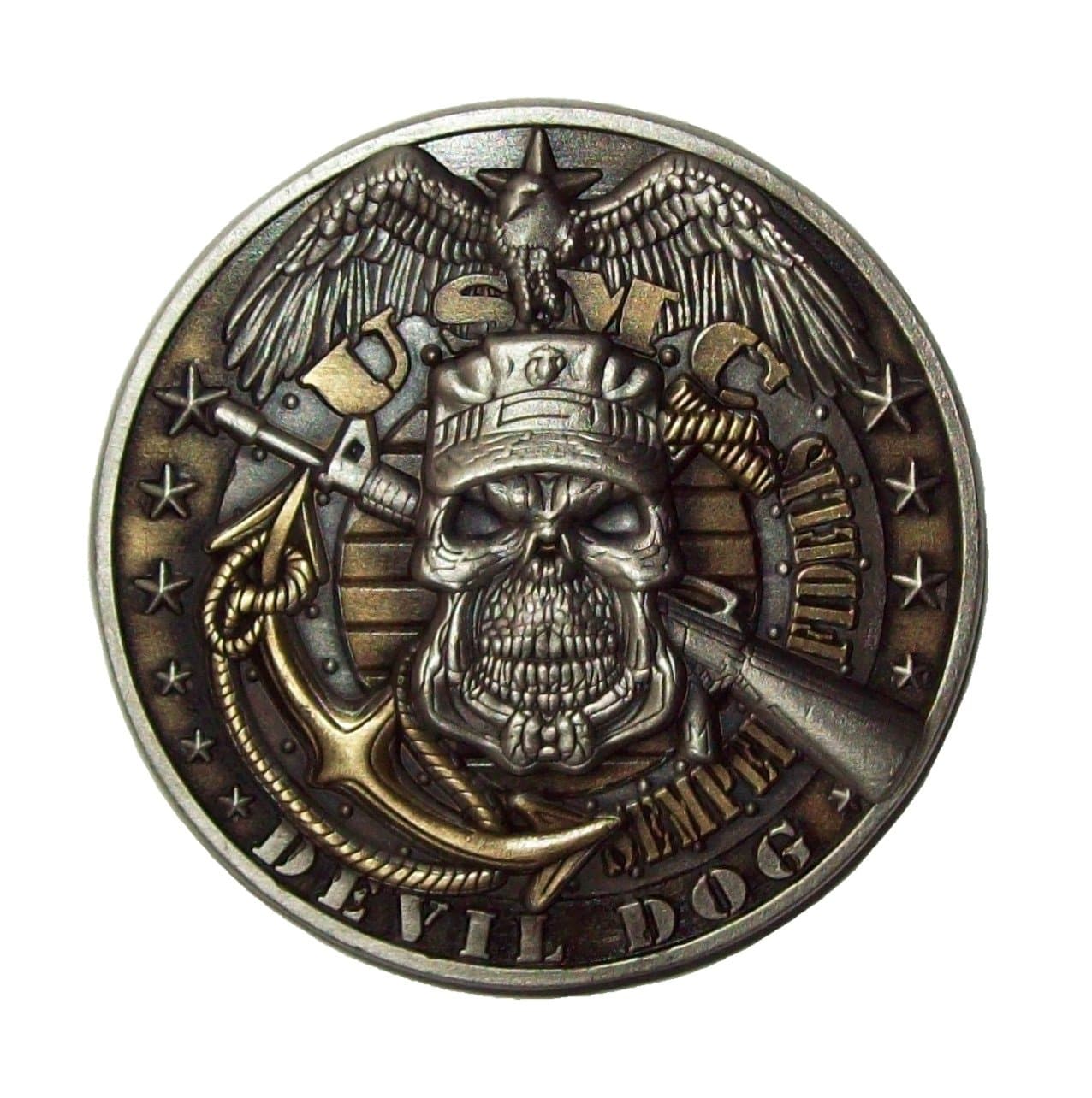 USMC Devil Dog Semper Fidelis Skull Challenge Coin