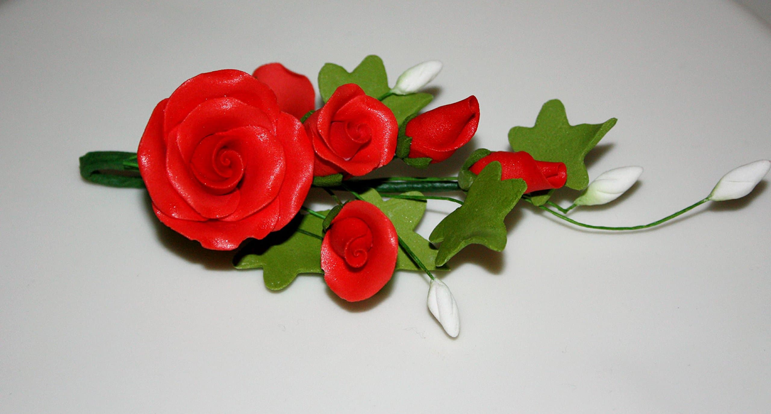 Tea Rose Spray, Small RED Sugar Flowers