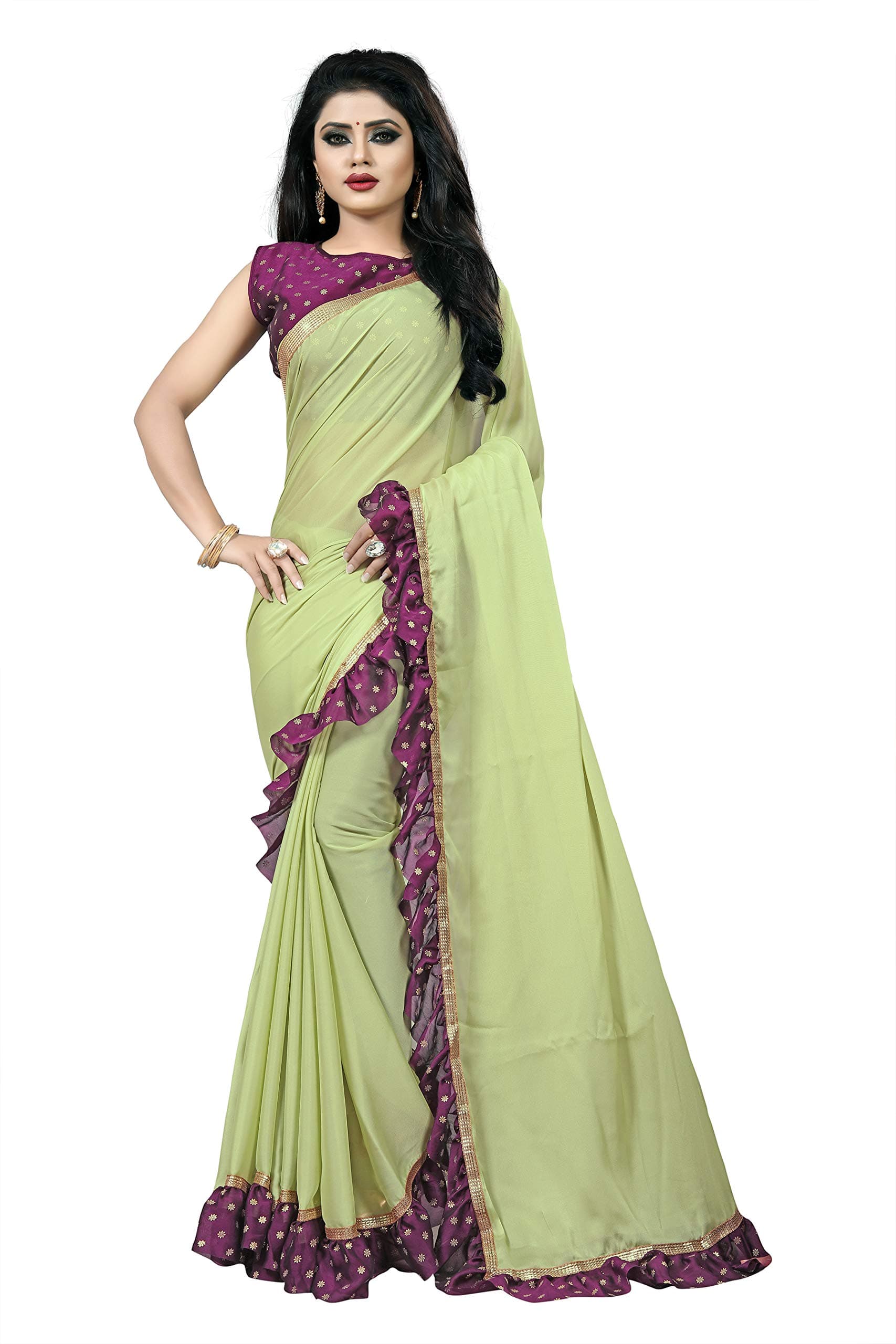 Bigben textile Georgette Saree with Blouse Piece