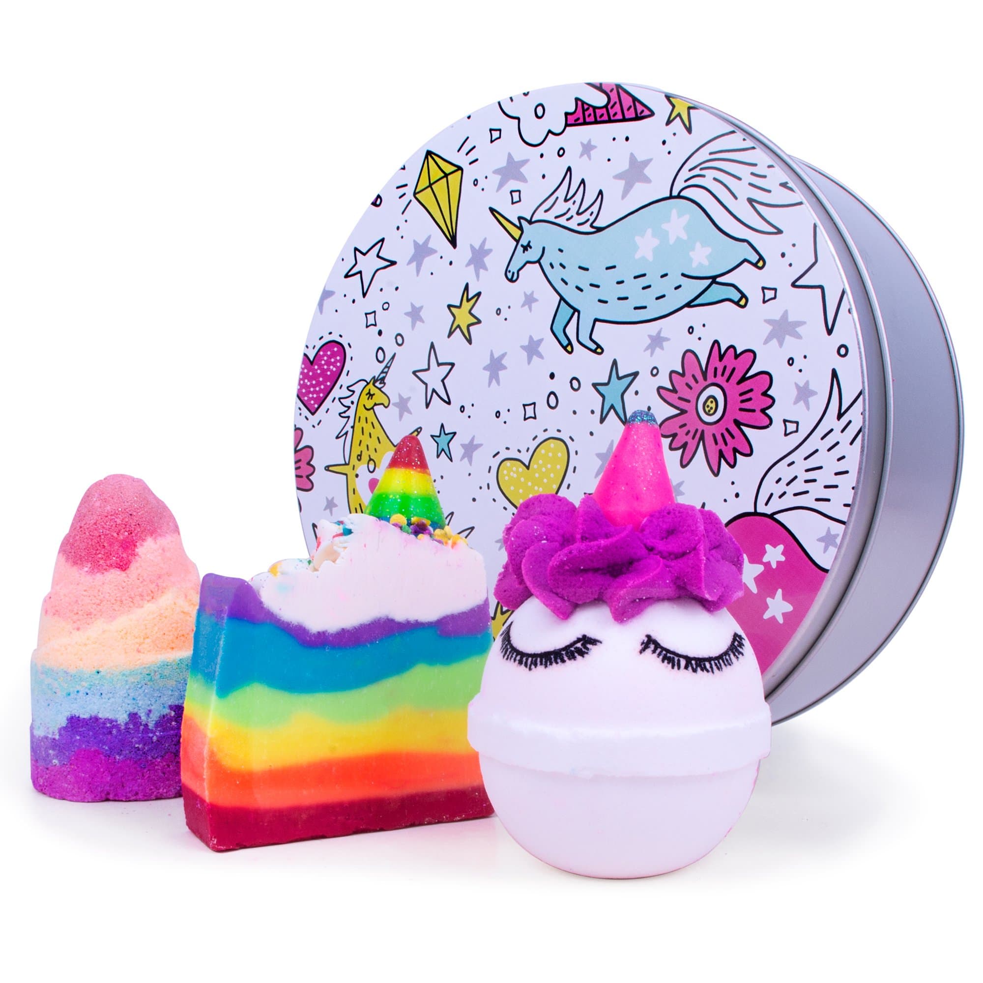 Unicorn Pamper Bath Set Gift Bath Bombs & Soap Handmade Vegan Gift for her Birthday Rainbow Christmas Pamper Hamper Bath Set Box Themed Idea Cruelty Free Christmas