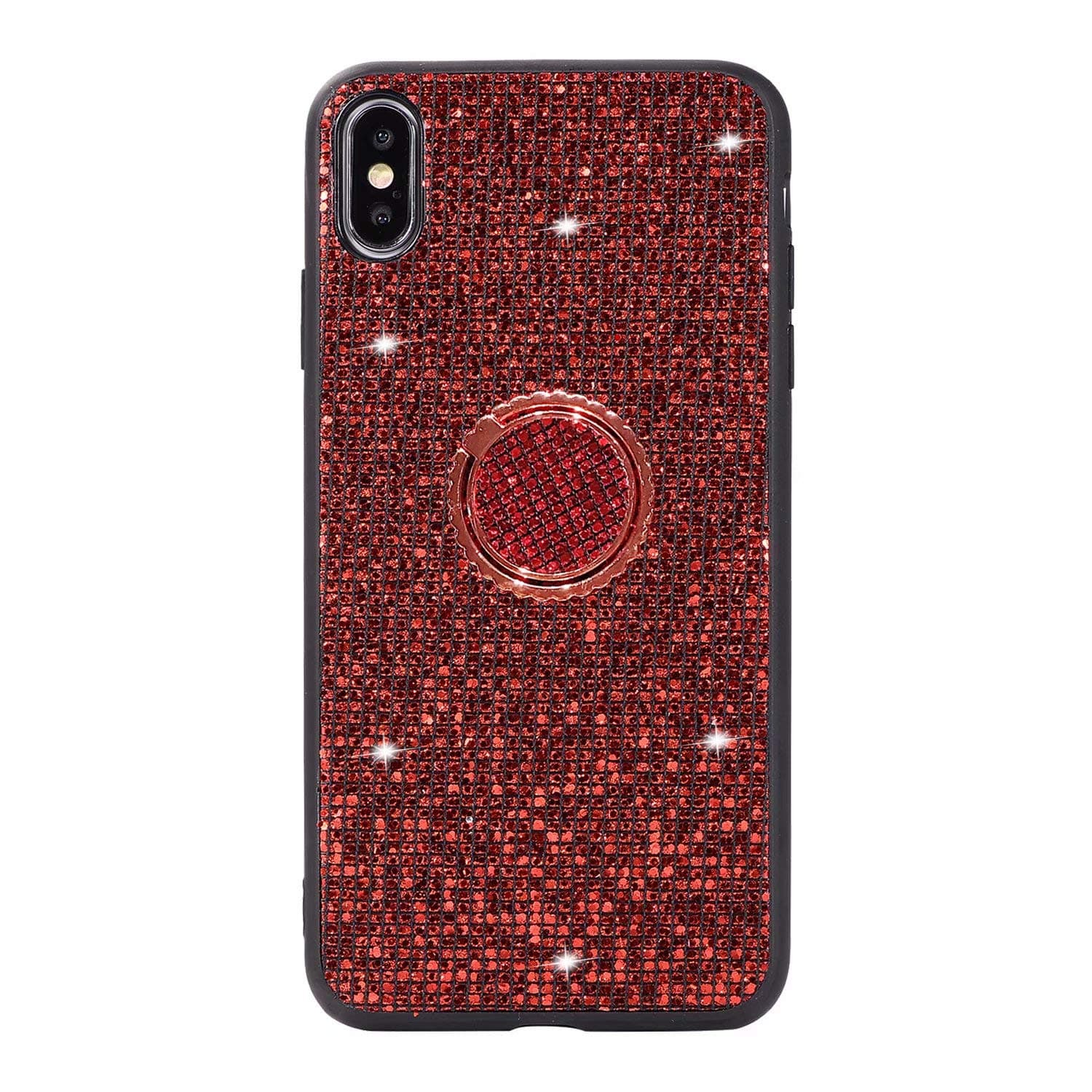 Anya Diamond Case, Luxury Sparkle Bling Gradient Glitter Full Crystals Rhinestone Diamonds Girls Women with Ring Kickstand Hard Soft TPU Bumper Case Cover for Vivo NEX Back Fingerprint Red