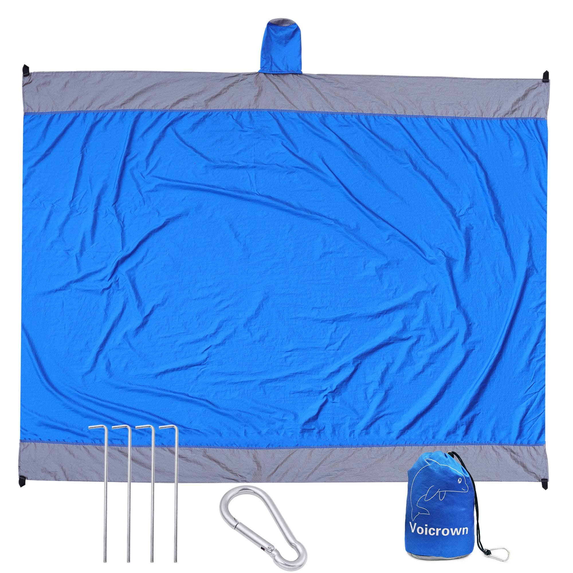 Sand Free Beach Blanket. Extra Large 7' x 9' Lightweight Outdoor Beach Mat. Compact Waterproof Quick Drying Beach Blanket Made of Durable Parachute Nylon