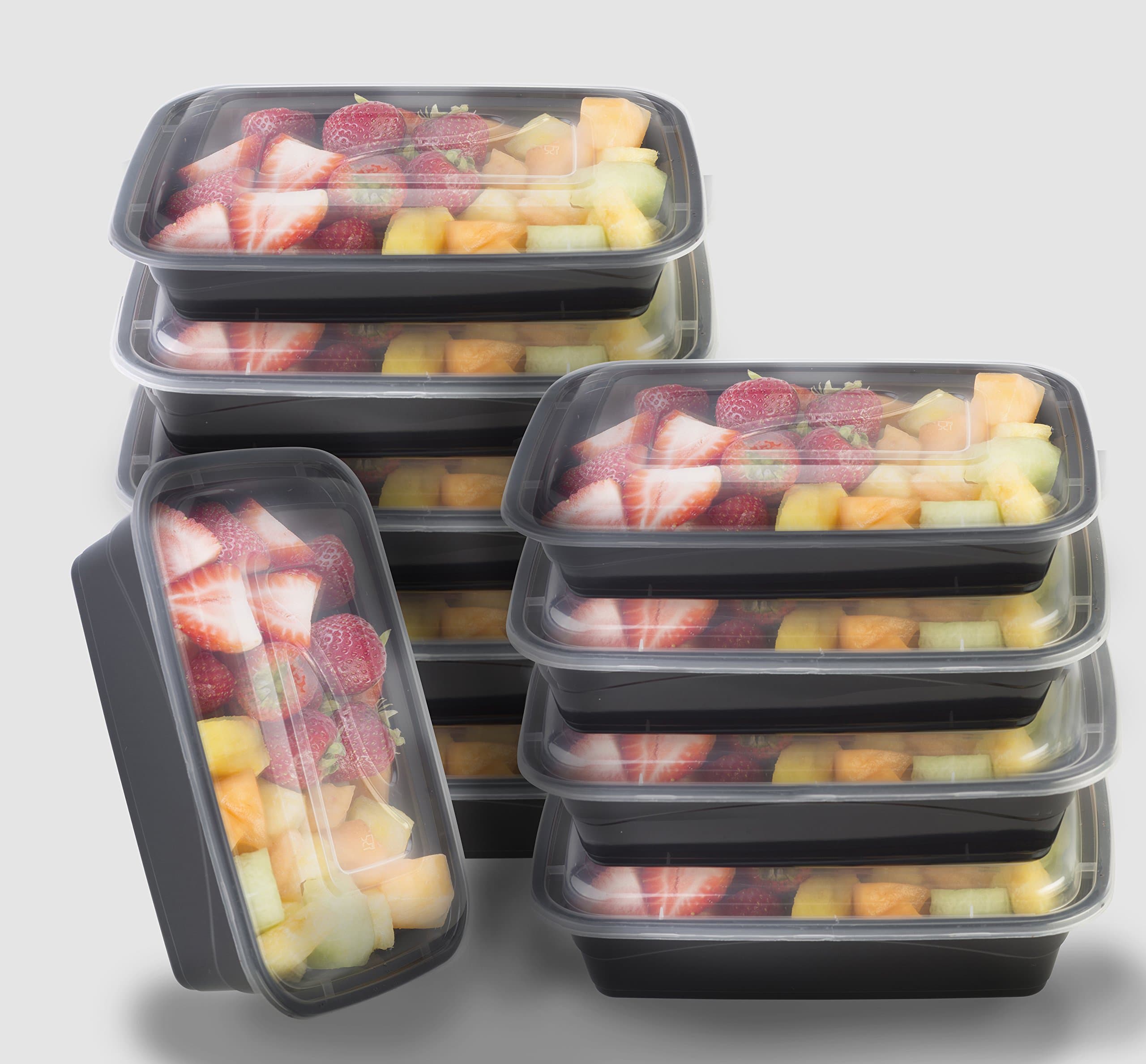 Storapak - Meal prep Containers- 1 Compartment Lunch Boxes With Lids {10 pack} Diet the Right Way Food Storage Food Saver Containers Stackable, Microwave & Freezer Safe FDA Approved With "Free Labels"