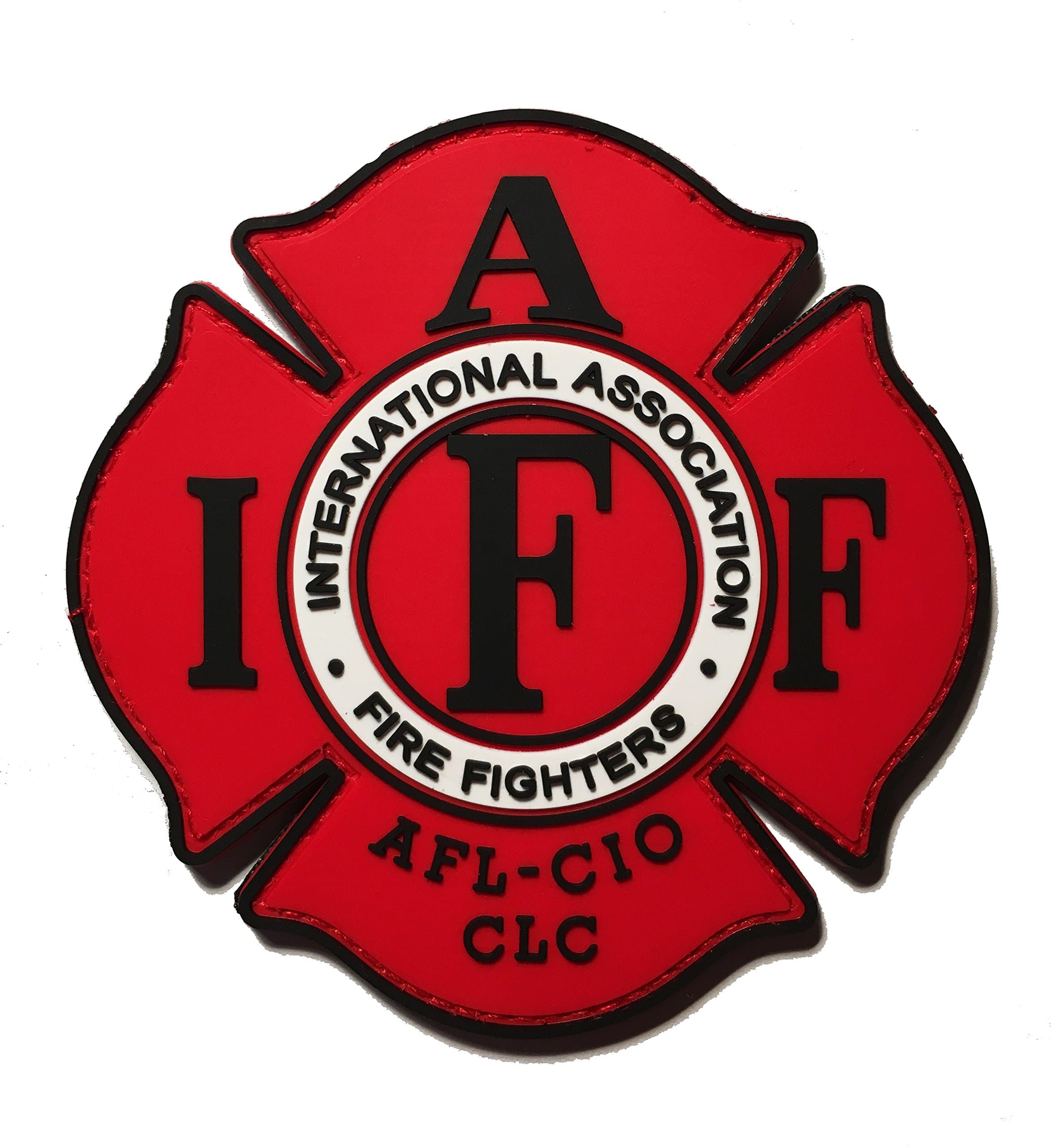 Red IAFF UNION 3.5" PVC/RUBBER (hook/loop) PATCH
