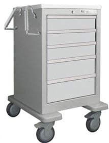 MSEC by Waterloo, Quick Ship Program, 5 Drawer Slim Mini Economy Cart with Key Lock, Steel, Gray