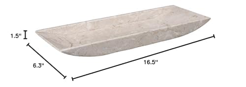 Natural Champagne Marble Rectangular Vanity Tray Towel Tray Boat Shaped Tray Bathroom Accessories Organizer, 16.5" x 6.3" x 1.5" H, Beige