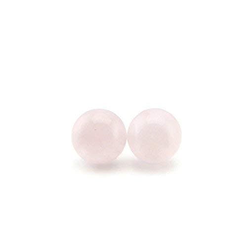 Plastic Post Rose Quartz Cabochon Earrings for Metal Sensitive Ears, 8mm