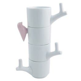 Coffee Bird Cups Set of 4