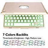 iPad Keyboard Case for iPad Mini 4,elecfan 7 Colors LED Backlit Bluetooth Wireless Keyboard Case Smart Case for iPad Mini 4 7.9 inch (iPad Mini 4, Gold)