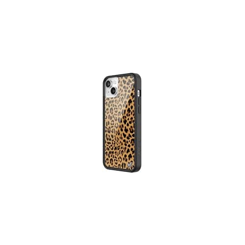 Wildflower Cases - Compatible with Apple iPhone 13/14 | Protective Black Bumper, 4ft Drop Test Certified, Women Owned Small Business | Meow - Leopard Cheetah Brown Animal Cute Trendy