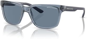Armani Exchange 112639007 Injected Square Shape Sunglasses for Men, 56 mm Size, Shiny Transparent Blue