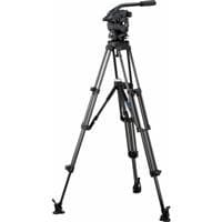 V5AS-CP2M Vision 5AS Pan and Tilt Fluid Head with Two Stage Carbon Fiber Tripod, Mid-Level Spreader & Soft Case, Supports 23.1 lbs, Black