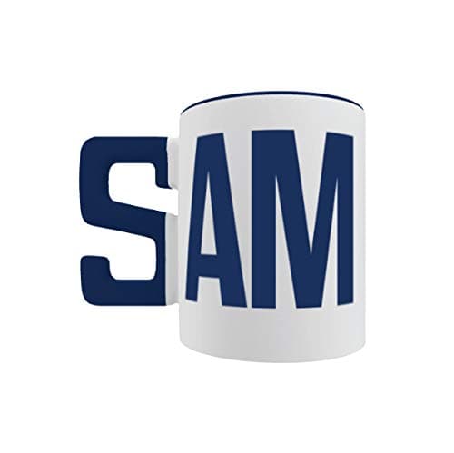 PyramidShop Letter Handle Name Mug - Sam - Can Be Personalised (Blue, 11oz)