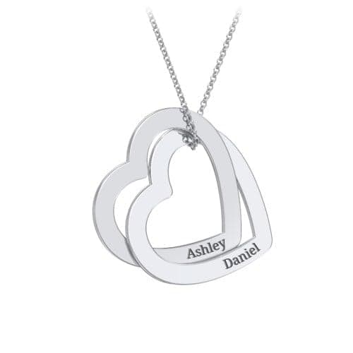 E&ACustom Name Necklace Double Heart Pendant Multi Name Necklace for Women Personalized Couple Necklace Family Necklace