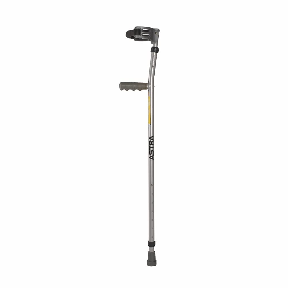 Vissco Astra Plus | Elbow Crutches For those Physically Chalenged With Adjustable Elbow Support with PVC grip Handle| Light Weight & Height Adjustable | Walking Stick (1 Pair)- Universal (Grey)