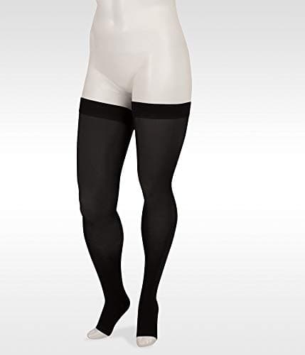 JuzoBasic 4411ag 20-30mmhg Thigh-High Open Toe Compression Stocking,Black,1 (I) Regular