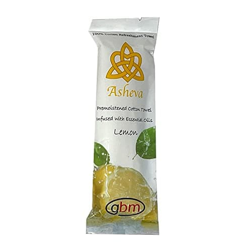 Asheva - 8" x 9" Individually Wrapped Moist Cotton Hot/Cold Refreshment Towel (Lemon, 50 Pack)