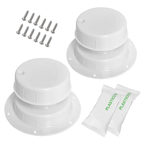 RV Plumbing Vent Caps - Camper Vent Cap Replacement for RV Trailer Camper Motorhome, RV Roof Sewer Vent Cover Caps Kit for 1 to 2 3/8 Inch Pipe - White (2 Pack)