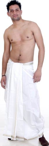 Ivory Dhoti with Zari Border - Pure Silk