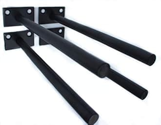 4 Pcs 10" Black Solid Steel Floating Shelf Bracket Blind Shelf Supports - Hidden Brackets for Floating Wood Shelves - Concealed Blind Shelf Support – Screws and Wall Plugs Included