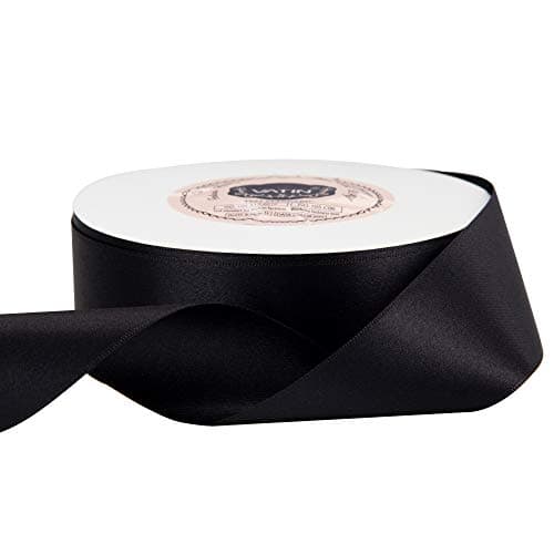 VATIN Solid Color Double Faced Black Satin Ribbon 1-1/2" Wide 50-Yards Long Perfect for Wedding Decor, Crafts, Bow Making, Sewing, Gift Package Wrapping and Other Projects