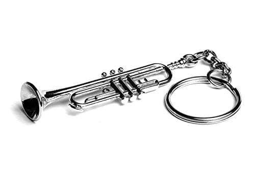 Trumpet polished silver-plated keyring
