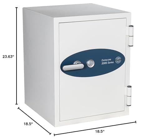 Datacare Fireproof Media Safe – 0.58 cu ft – Class 125 2-Hour Fire Rated – Protects DLT, LTO, Hard Drives, CDs & Magnetic Media – Key Lock – Impact Tested – Model 2002