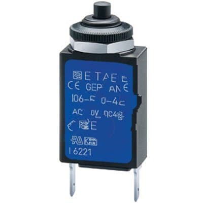 E-T-A Circuit Protection and Control 106-M2-P10-3.5A, Circuit Breaker; Therm; Push; Cur-Rtg 3.5A; Panel; 1 Pole; Vol-Rtg 240/48Vac/Vdc