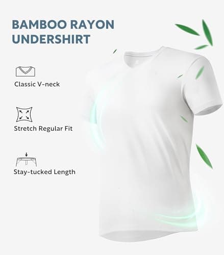 DAVID ARCHY Men's Undershirt Short Sleeves Bamboo Cool Fresh T Shirts Breathable Moisture-Wicking Soft Vest Tees for Men Fit Classic Top 3-Pack