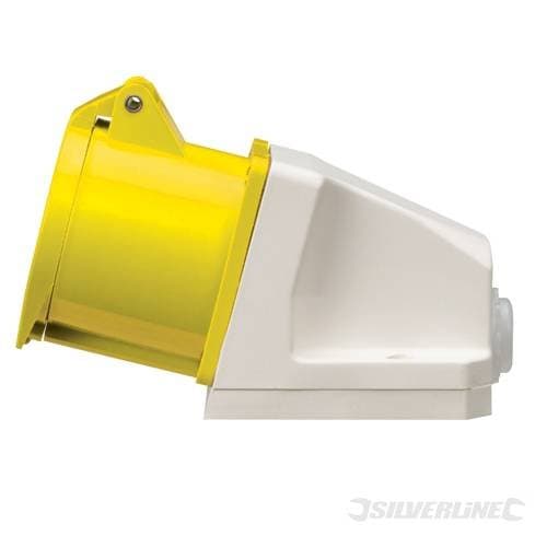 Plugs & Sockets 32 Amp 32A Hardwire Socket 110V 3-pin socket. Heavy duty splashproof 32A socket, impact-resistant, for industrial use. Captive terminal and cord clamp screws. IP44 rated.