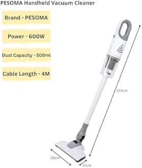 Vacuum Cleaner for Home - Wet and Dry Suction Cleaner for Home, Handheld Vacuum Cleaner for Sofa, Clean Under Bed Stick & Upright 600 W 15KPA Suction Hepa Filter-SJ-8108, White