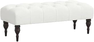 Storage Zeno Ottoman with Hidden Compartment, Rectangular 2 Seater Ottoman, Living Room Furniture, Storage Ottomans for Office, Bedroom, Living Room (Ivory) (White)