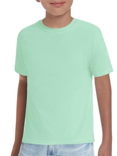 Haloumoning Boys T-Shirts Kids Short Sleeve Crewneck Solid Basic Tees Casual Tops 5-14 Years