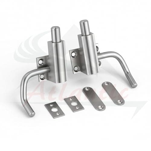 Atlantic Heavy Cam Bolt | Automatic Tower Bolt, Door Latch for Home and Offices Doors and Windows, Tower Bolt for Main Door and Bathroom, Easy to Fit (Fully Brass, S.S. Finish, Pack of 4 Piece)