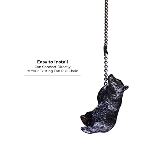 Rivers Edge Products 12" Ceiling Fan Pull Chain Extender - Pull String Extension for Light Fixture - Decorative Poly Resin Switch Chains - Wildlife Home Decor for Bedroom,