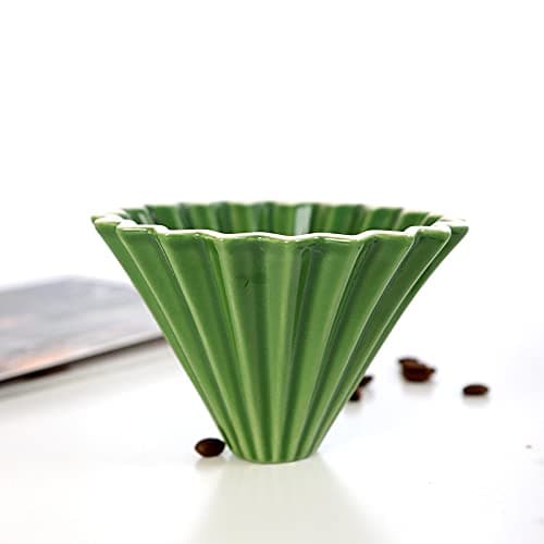 Origami Filter Cup,Ceramic Pour Over Coffee Maker, Non-Electric Pour Over Coffee Dripper, Easy Manual Brew Maker, Single Cups Porcelain for Home, Cafe, Camping, Coffee Gifts (Green)